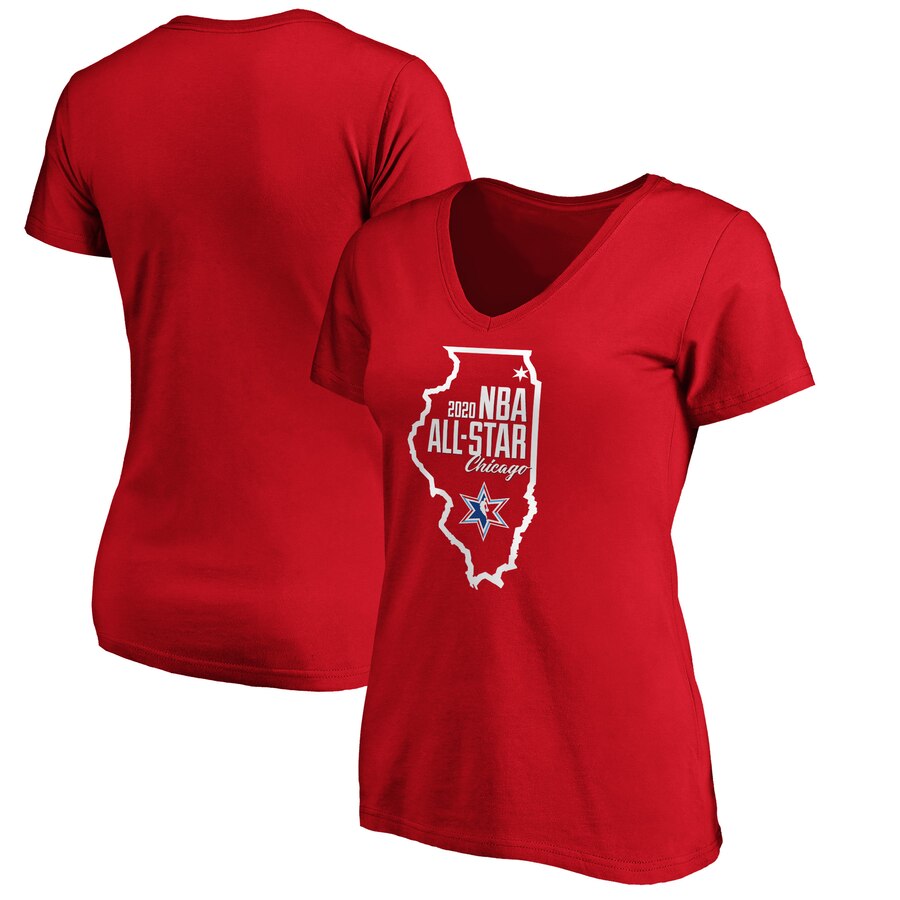 2020 Fanatics Branded Women 2020 NBA AllStar Game Highlight Dunk VNeck TShirt  Red->ncaa t-shirts->Sports Accessory